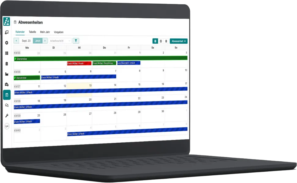 Abwesenheiten in der Handwerker Software