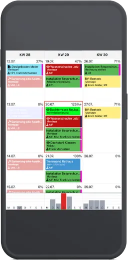 Die Plantafel mit dem Kapazitätsgebirge als Diagramm