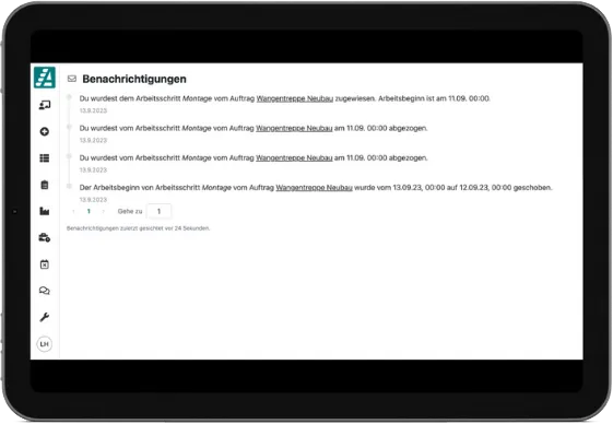 Die Übersicht aller Benachrichtigungen in der App