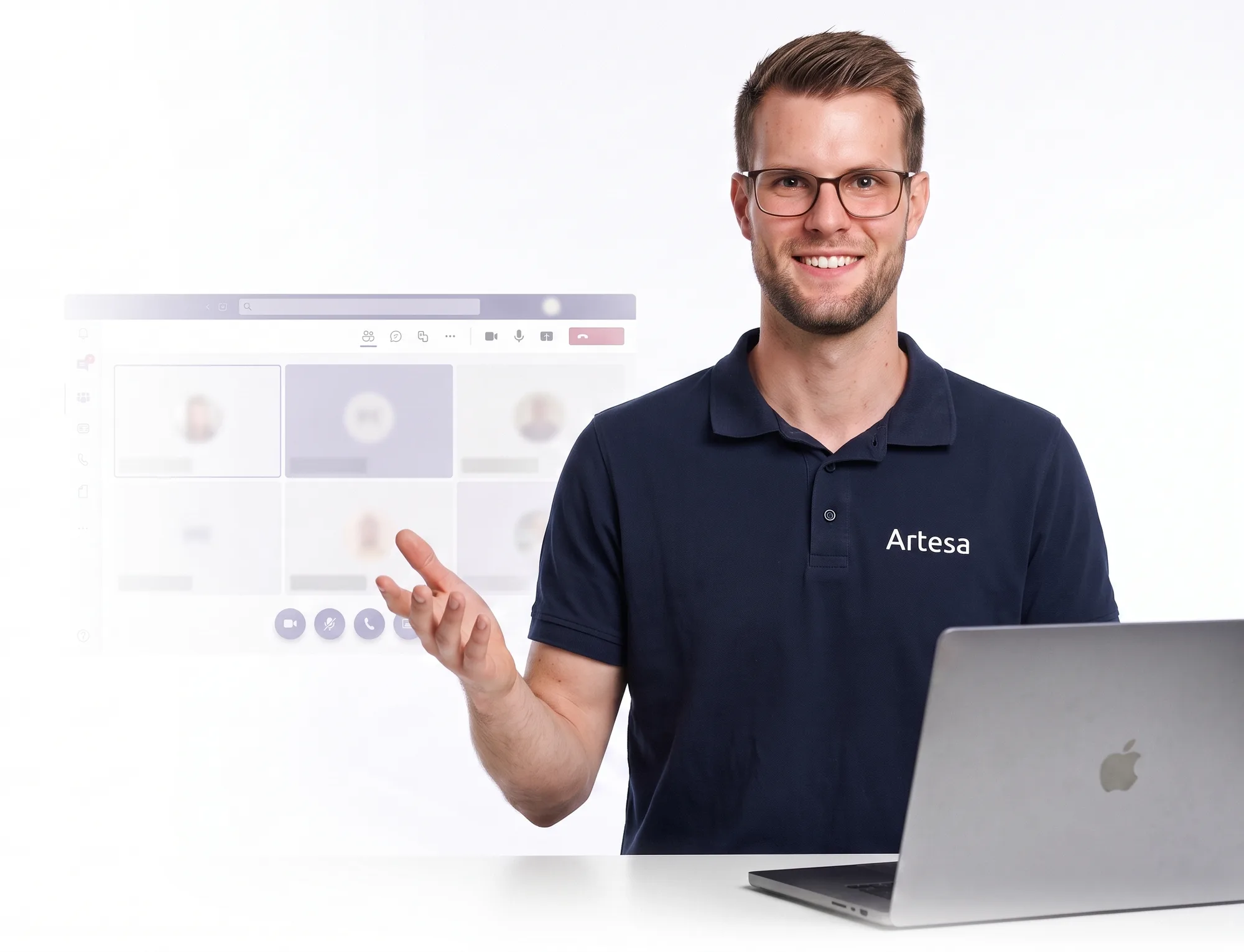 Marvin präsentiert ein Artesa Live-Webinar über Microsoft Teams