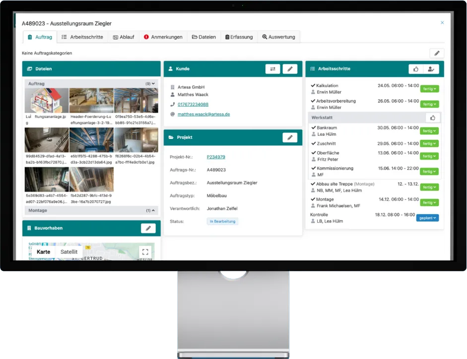 Alle Dateien werden in der Auftragsakte gespeichert