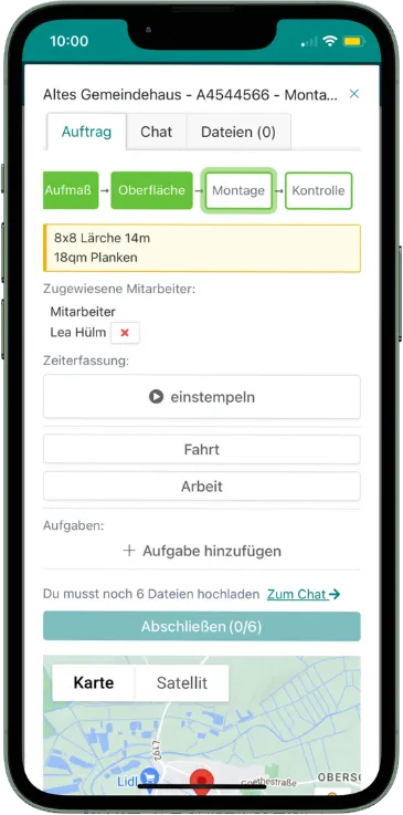 Wichtige Anmerkungen sind in der Auftragsakte angepinnt