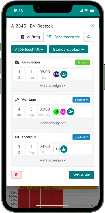 Mit den Arbeitsschritten kannst du eine schnelle und einfache Terminierung deiner Aufträge vornehmen