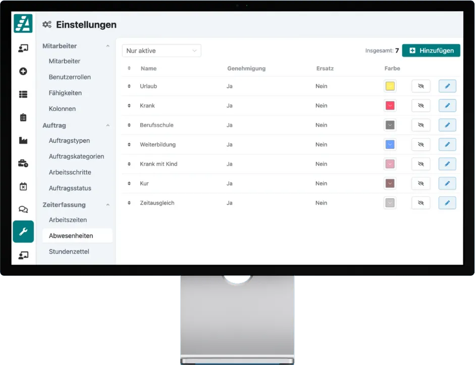 Einstellungen zu Abwesenheiten