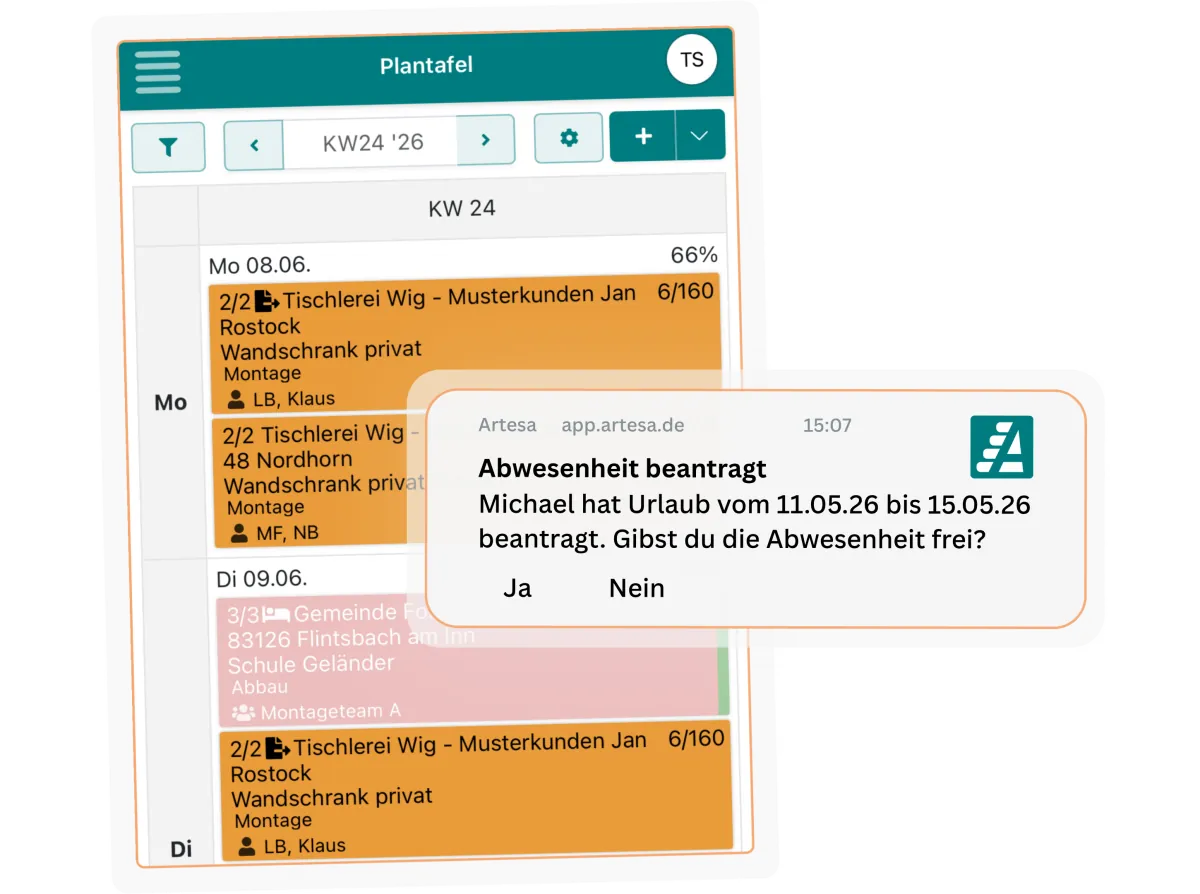 Wenn Abwesenheiten mit deiner Planung verbunden sind, kannst du rechtzeitig reagieren.