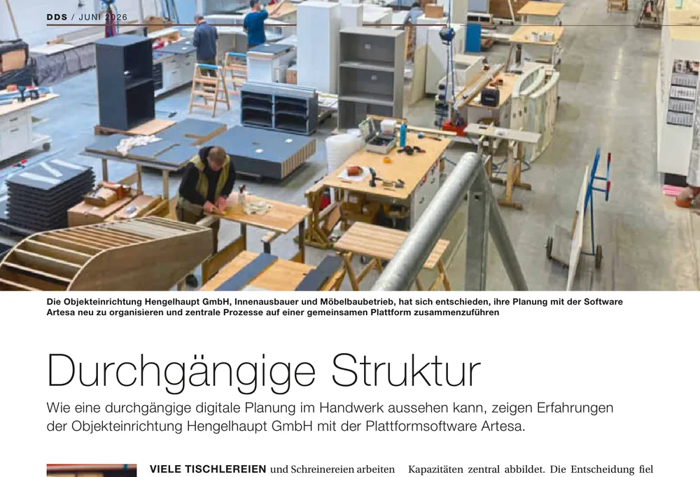 dds-Artikel „Durchgängige Struktur" über die Planung mit Artesa