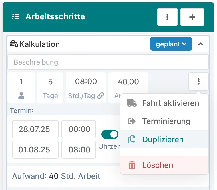 Arbeitsschritt duplizieren