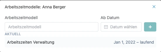 Arbeitszeitmodell mit Zeitbezug im Mitarbeiterprofil