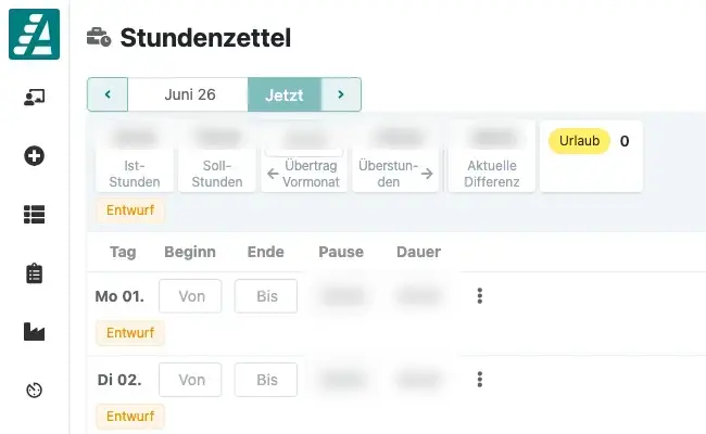 Abwesenheiten direkt im Stundenzettel